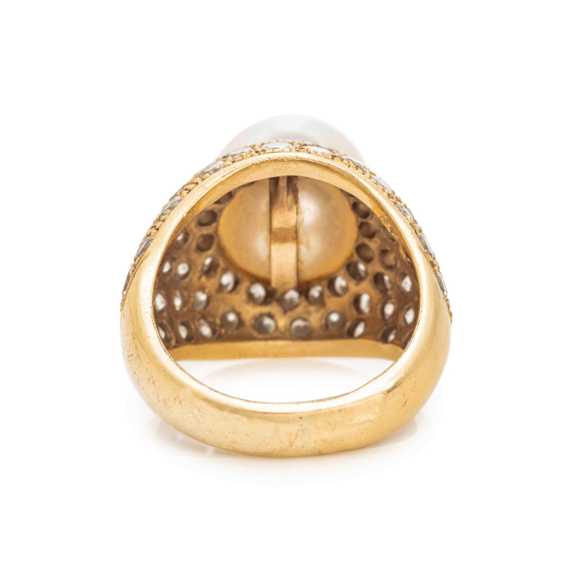 CULTURED PEARL AND DIAMOND RING
