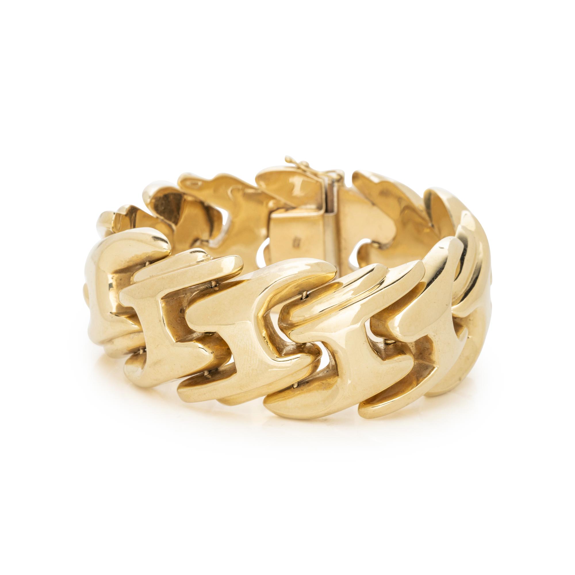 YELLOW GOLD HOLLOW FANCY LINK BRACELET