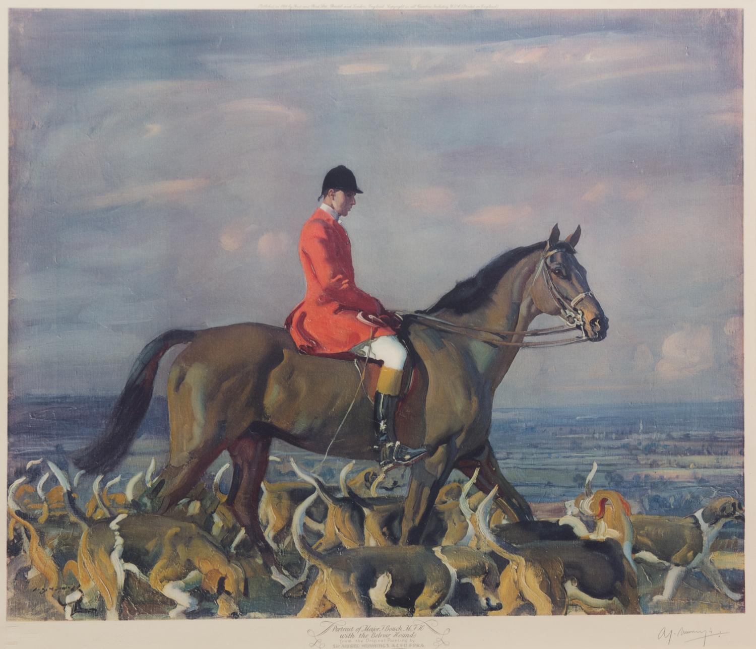 Sir Alfred J. Munnings, (English, 1878-1959), Portrait of Major T. Bouch with Belvoir Hounds, together with two other works by Munning'