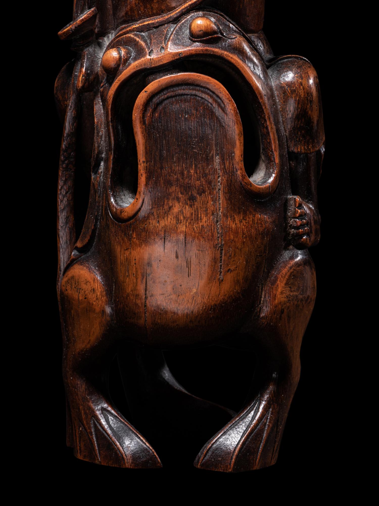 A Chinese Bamboo Figural Group of Immortal Liu Hai and Three-Legged Toad