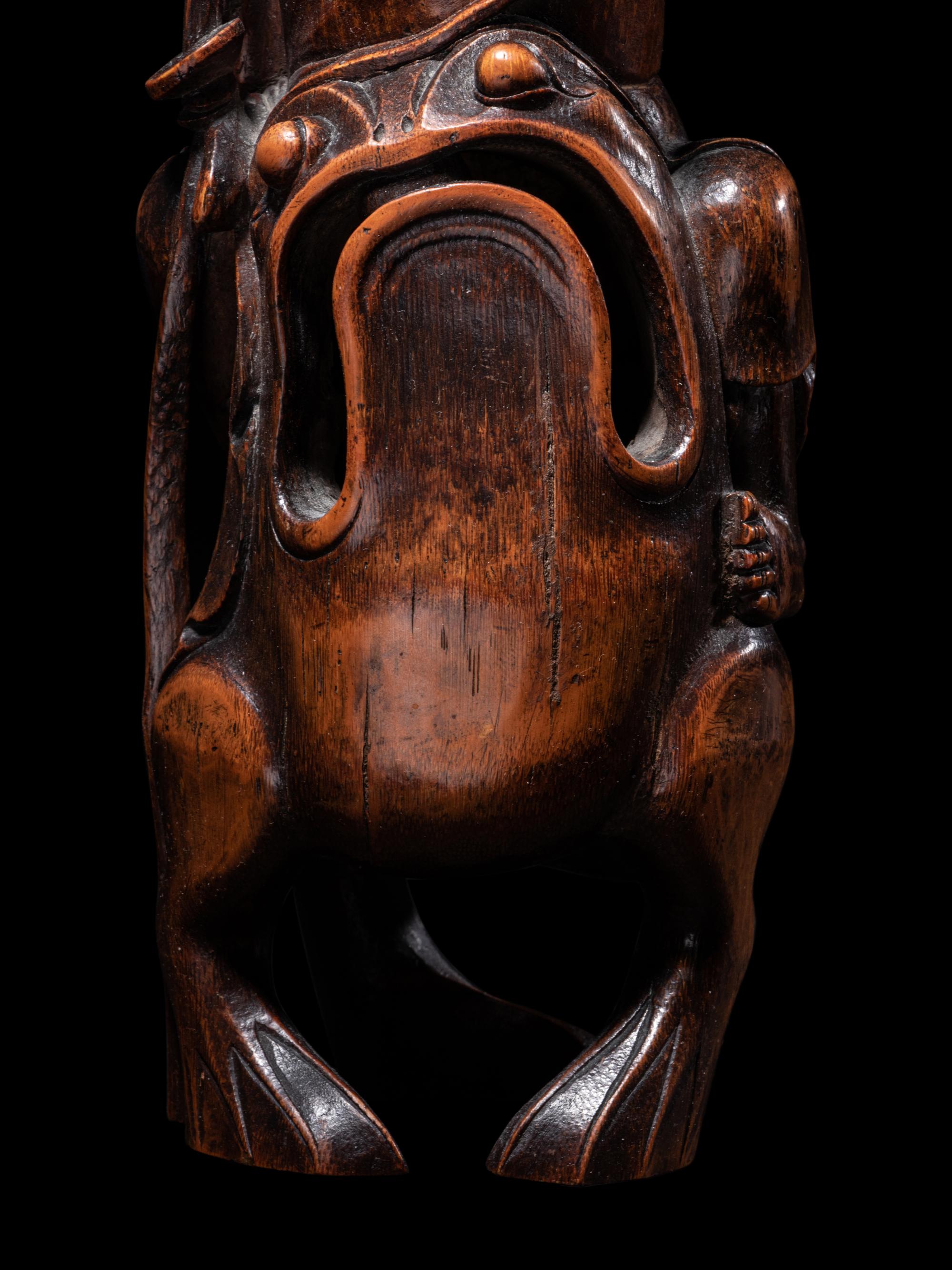 A Chinese Bamboo Figural Group of Immortal Liu Hai and Three-Legged Toad
