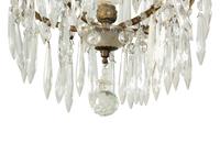 A Gilt Metal and Cut Glass Five-Light Chandelier