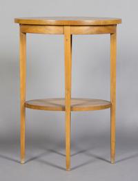 An American Burlwood Side Table, Height 30 1/4 x width 22 x depth 16 inches.