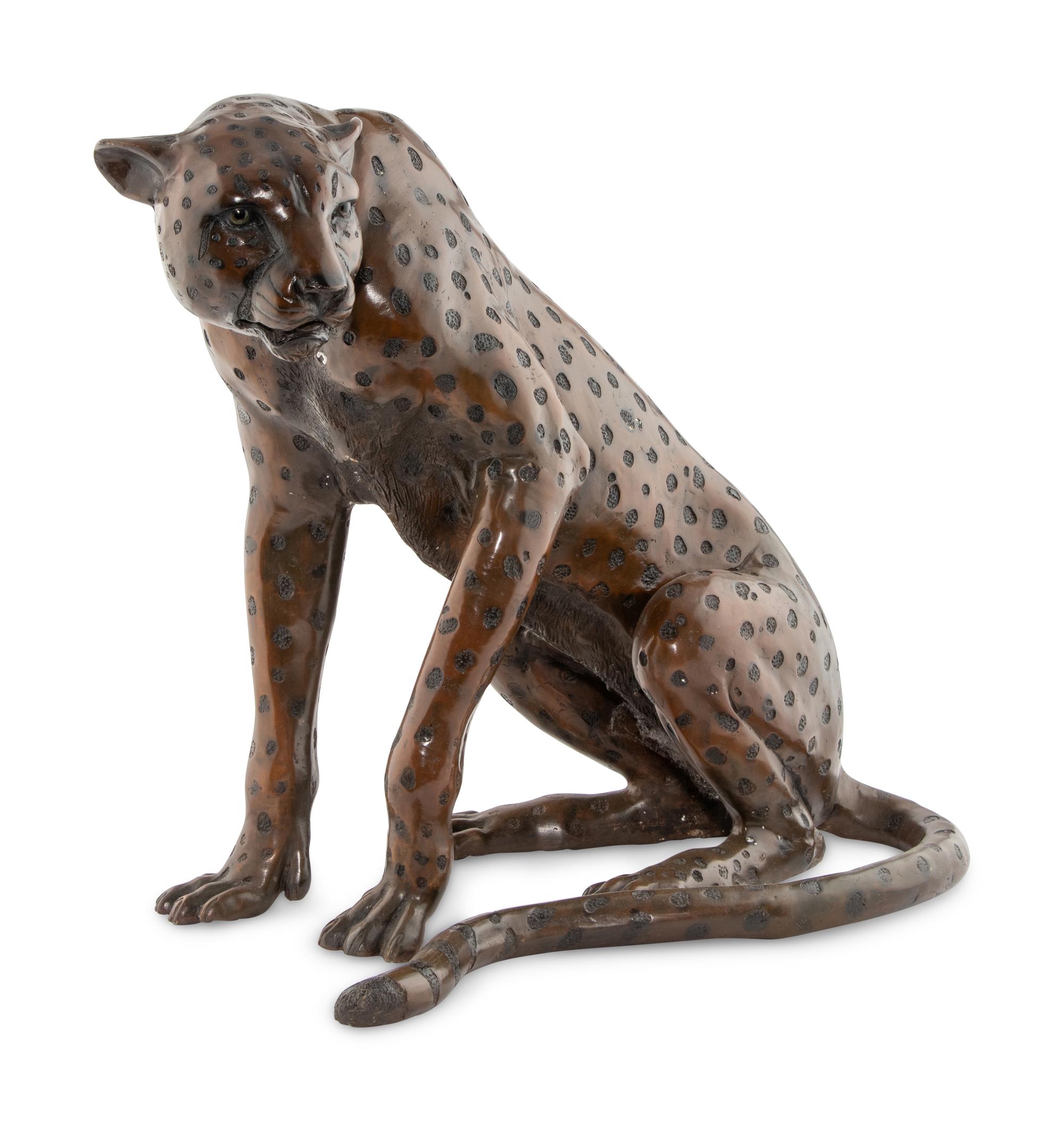 A Bronze Sculpture of a Cheetah