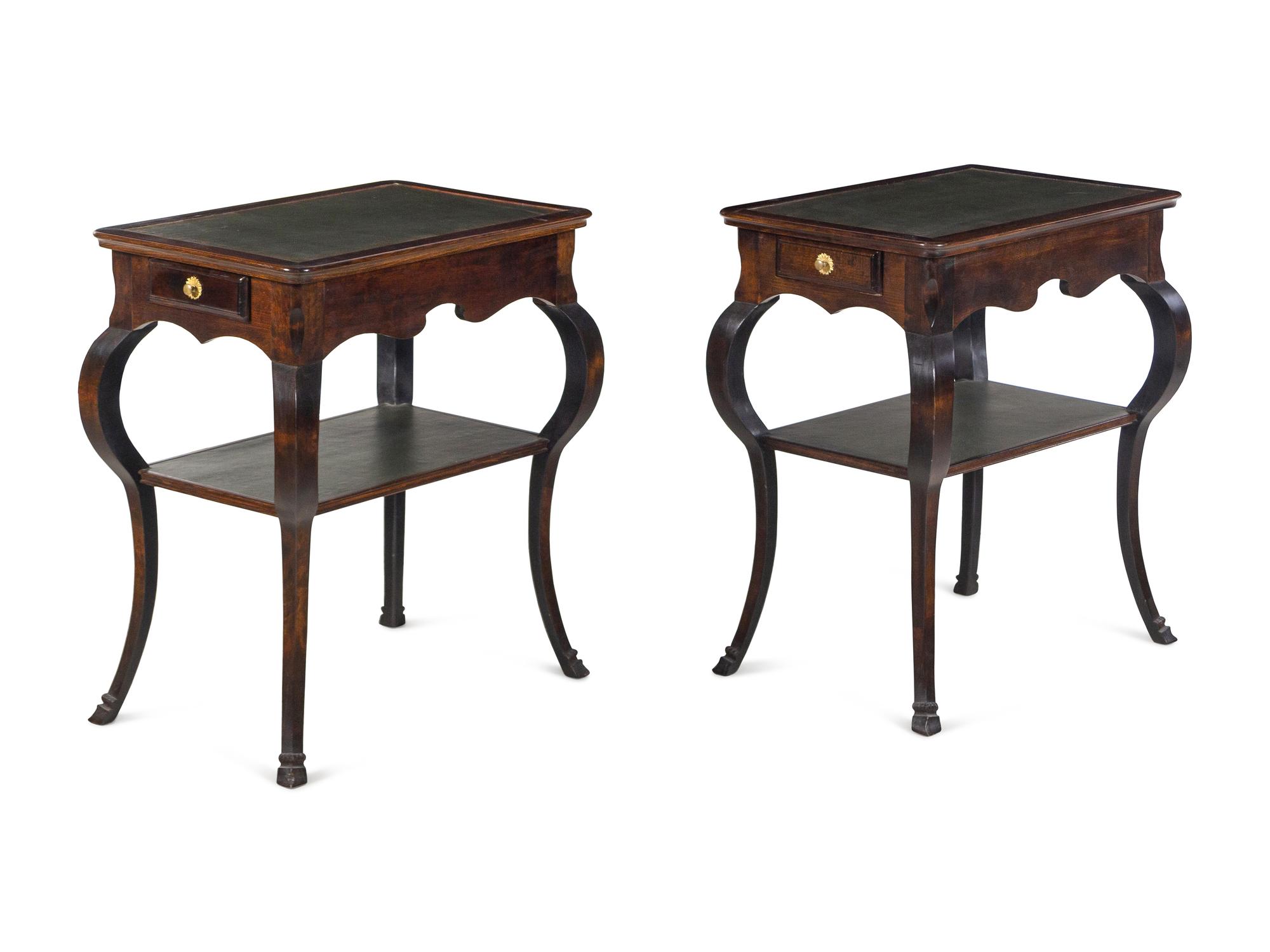 A Pair of George II Mahogany Leather-Inset Side Tables