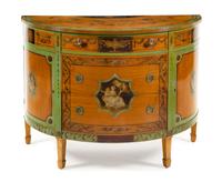 A George III Style Painted Satinwood Cabinet Height 36 1/2 x width 49 5/8 x depth 23 inches. — EARLY 20TH CENTURY