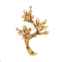 LA TRIOMPHE, YELLOW GOLD, CULTURED PEARL AND DIAMOND BROOCH