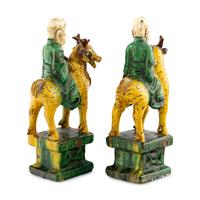 A Pair of Chinese Glazed Earthenware Figures