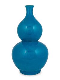 A Chinese Turquoise Glazed Double Gourd-Form Porcelain Vase — 20TH CENTURY