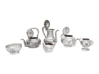 A Chinese Export Eight-Piece Silver Tea and Coffee Service