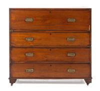 A George III Style Campaign Chest Height 40 1/2 x width 41 1/4 x depth 20 1/8 inches. — 19TH CENTURY