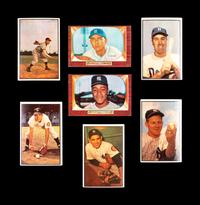 A Group of Seven 1950s Bowman Baseball Cards Including Multiple Hall of Famers