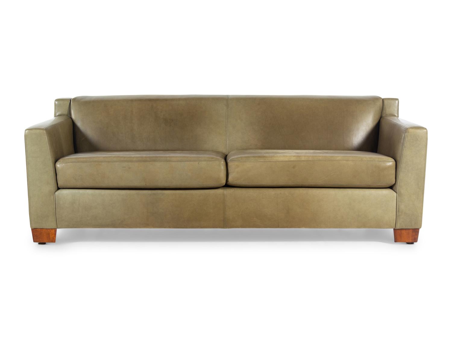 A Keleen Leather-Upholstered Two-Seat Sofa
