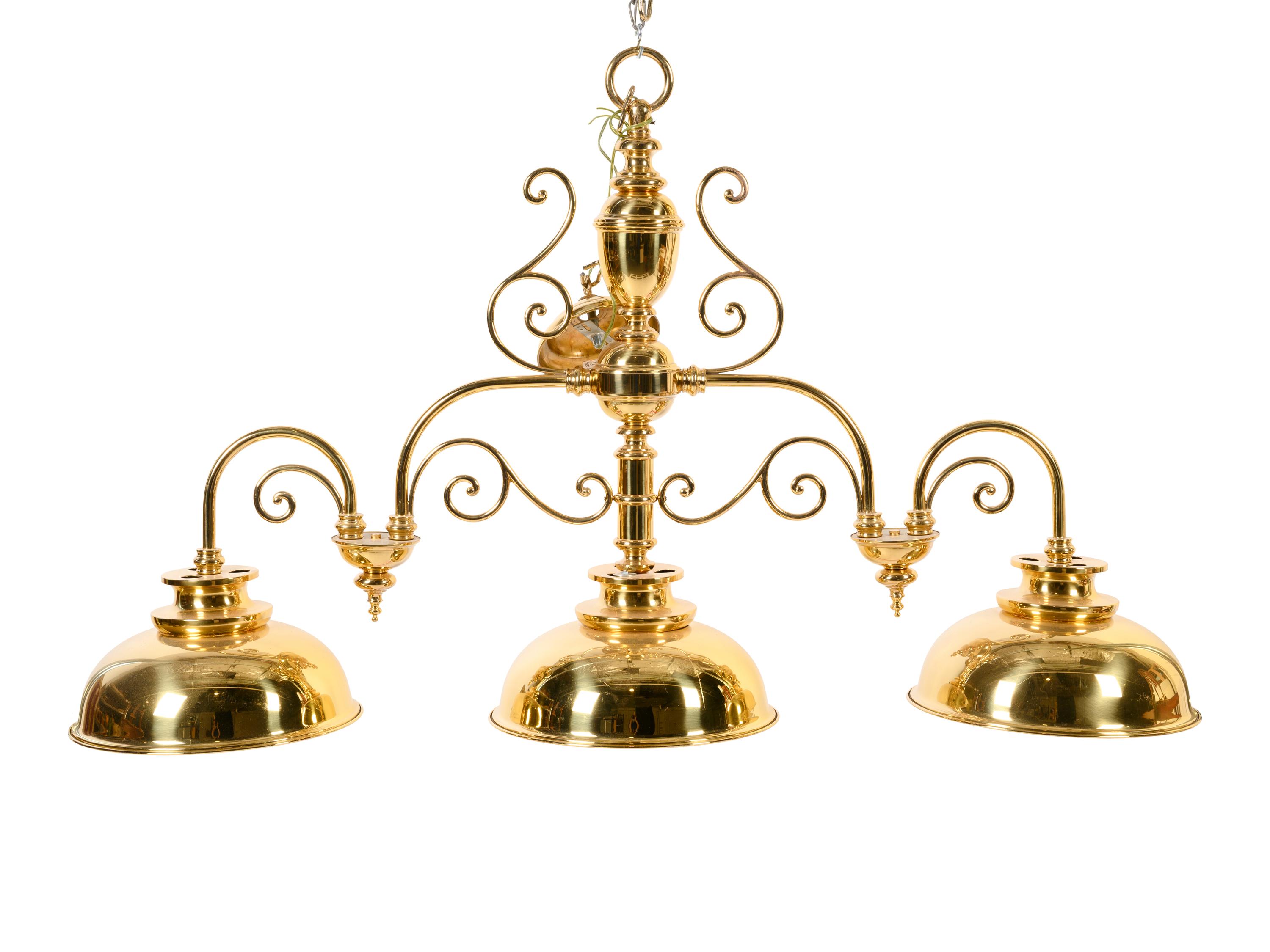 A Classical Brass Three-Light Fixture