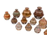 Twenty-One Middle Eastern Enameled Bronze Bells