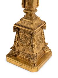 A Pair of Empire Style Gilt Bronze Five-Light Candelabra