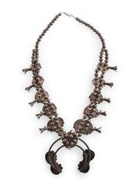 Navajo Silver and Turquoise Squash Blossom Necklace