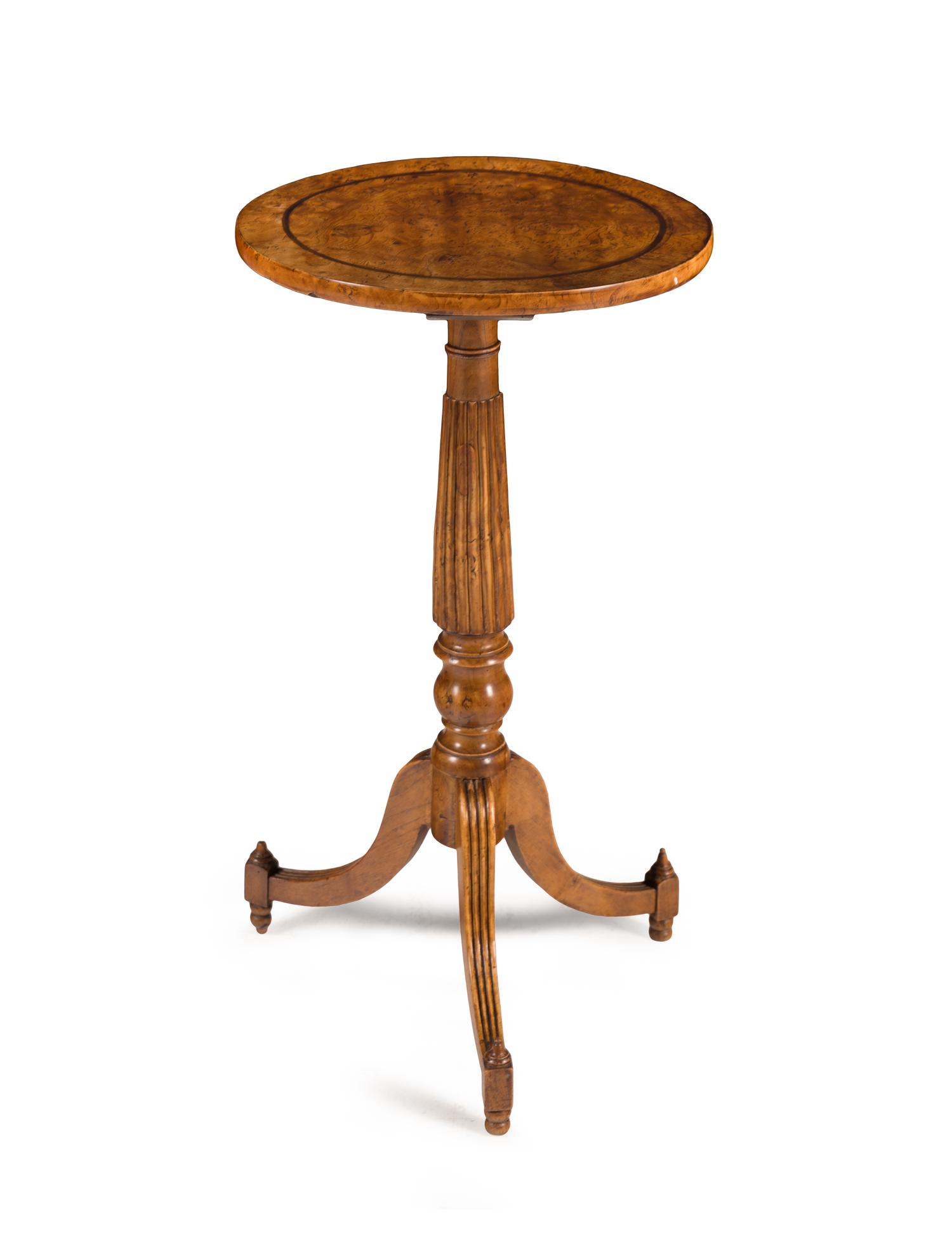 An English Burl Walnut Candle Stand