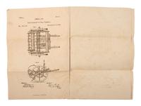 [EARLY PHOTOGRAPHY]. Quarter plate daguerreotype featuring a likely inventor posed with a model of a seed drill.