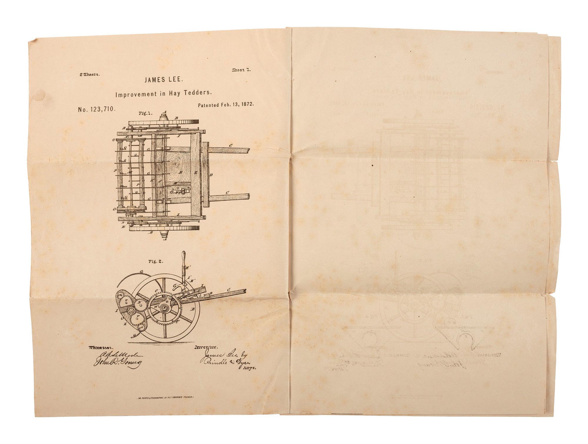 [EARLY PHOTOGRAPHY]. Quarter plate daguerreotype featuring a likely inventor posed with a model of a seed drill.