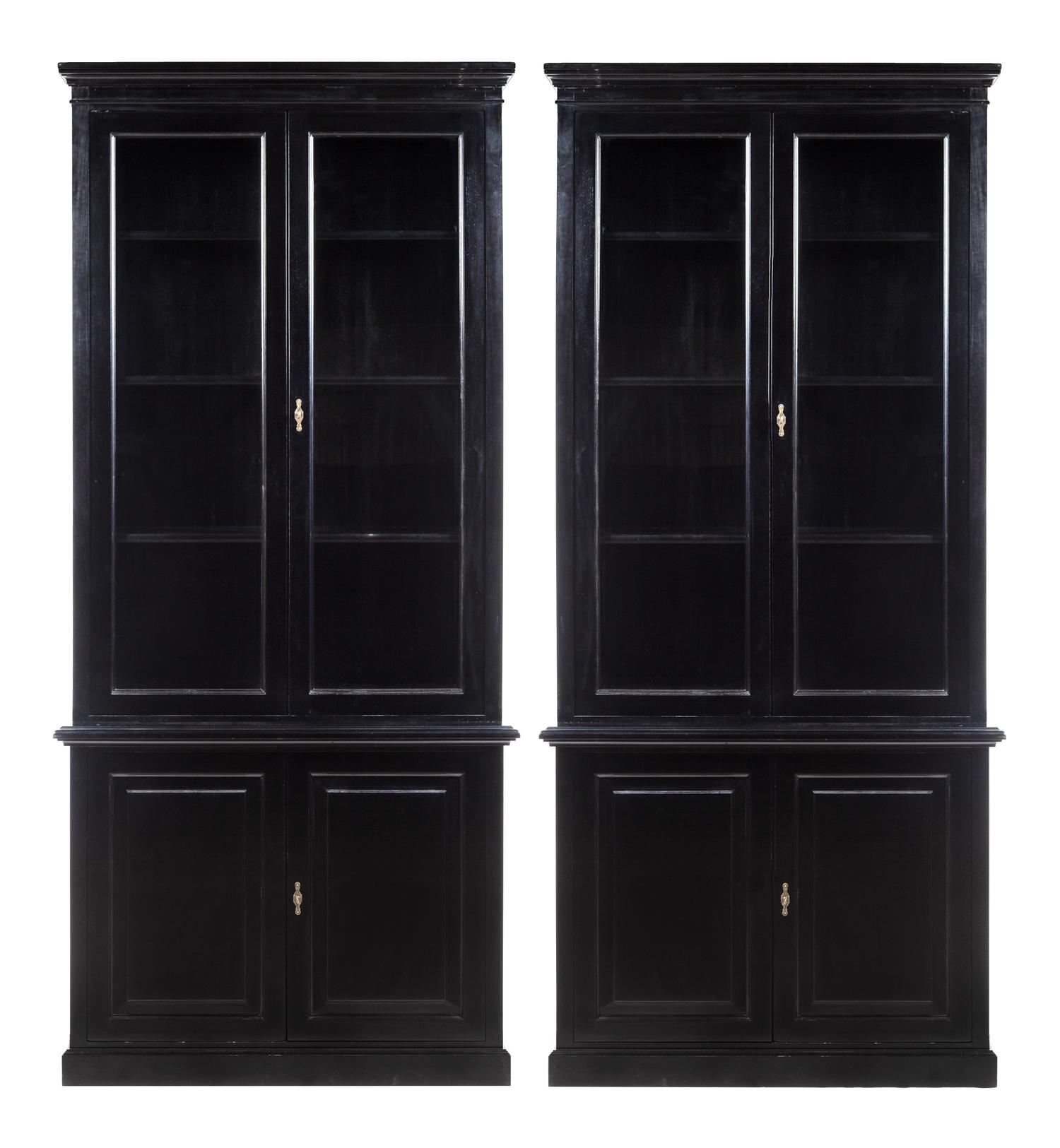 A Pair of Custom-Designed Ebonized Bookcases Height 93 x width 42 x depth 17 inches. — ITALY, 20TH CENTURY