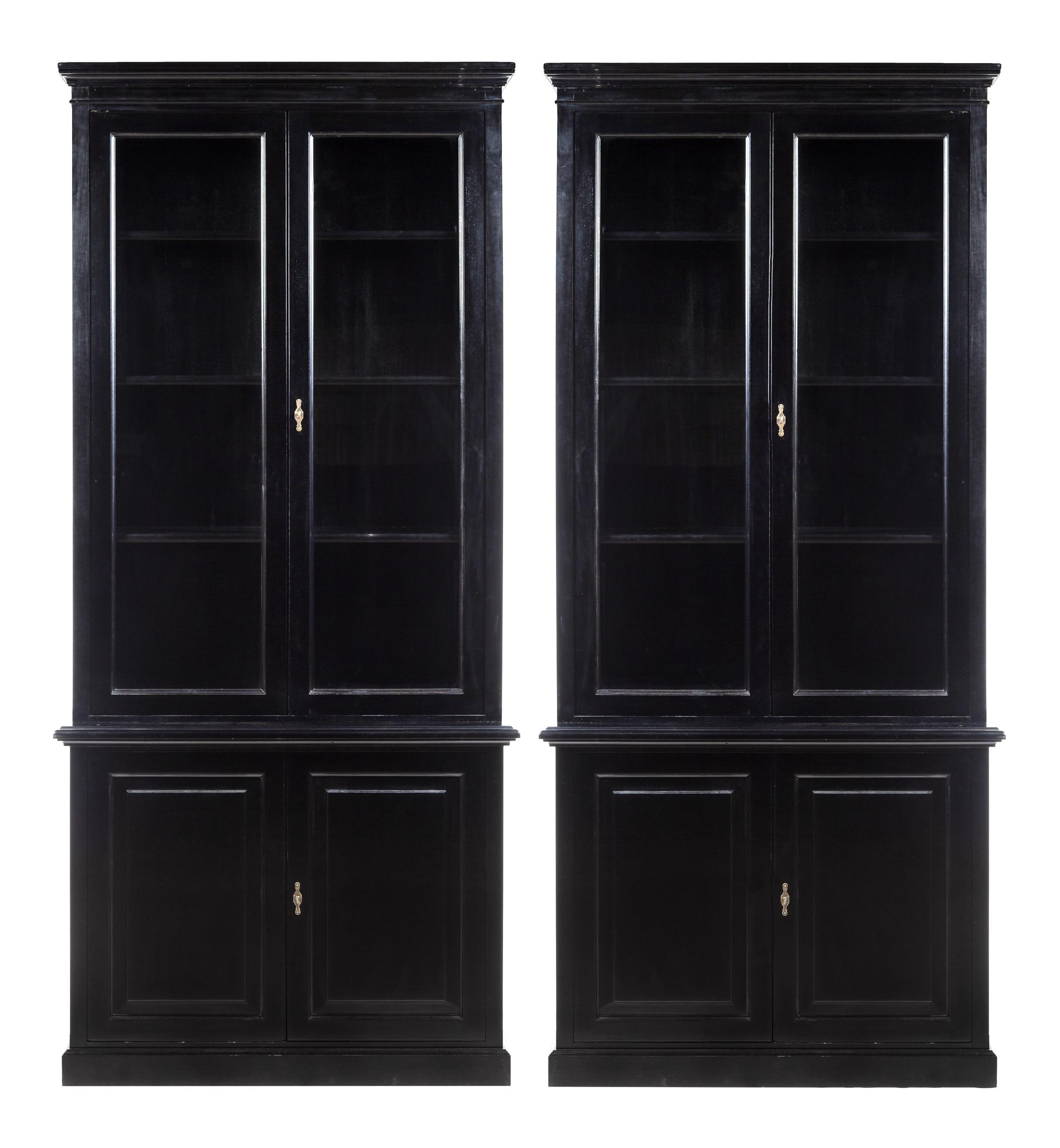 A Pair of Custom-Designed Ebonized Bookcases Height 93 x width 42 x depth 17 inches. — ITALY, 20TH CENTURY