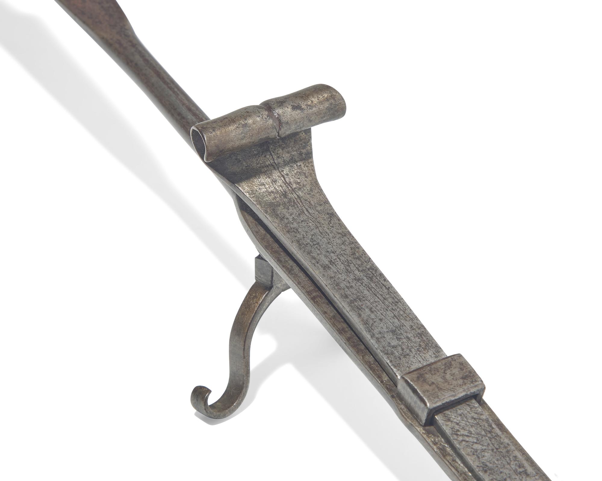 An Unusual Wrought Iron / Steel Peel with Adjustable Fork