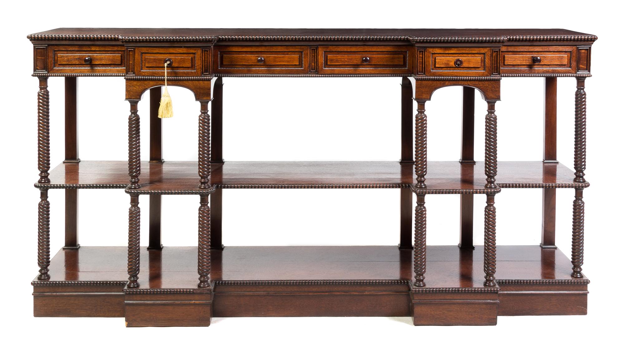 A George III Style Oak Server Height 42 1/4 x width 84 x depth 18 3/4 inches. — LATE 19TH CENTURY