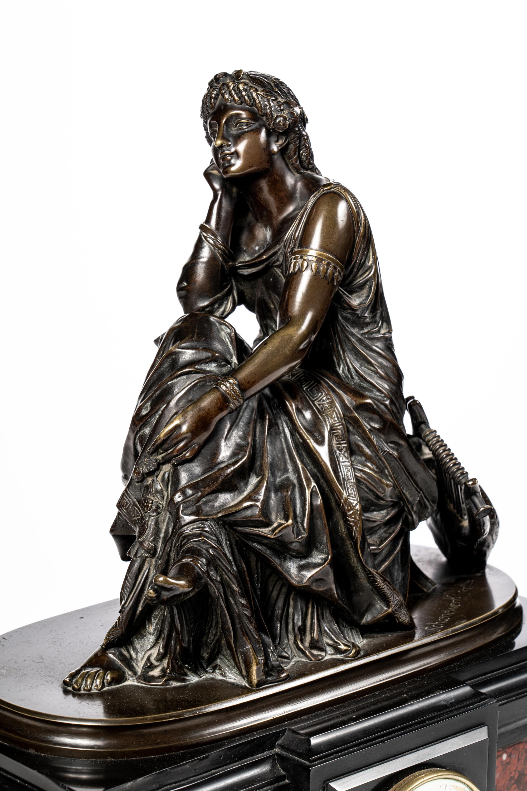 A French Bronze Mantel Clock