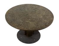 A Philip and Kelvin LaVerne Bronze Clad Wood Circular Table Height 29 1/2 x diameter 54 inches. — NEW YORK, c. 1960's