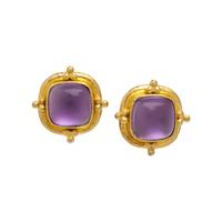 Elizabeth Locke, Amethyst and Yellow Gold Earrings