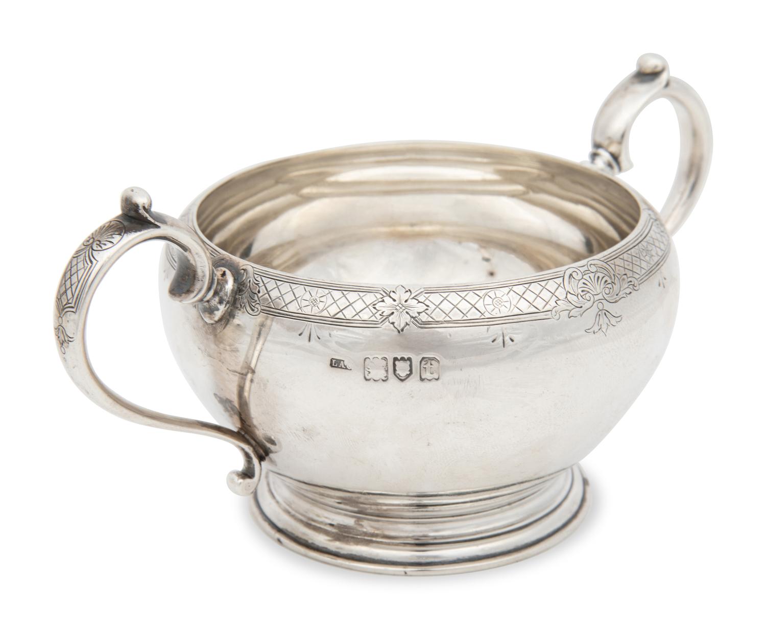 An English Silver Creamer and Sugar