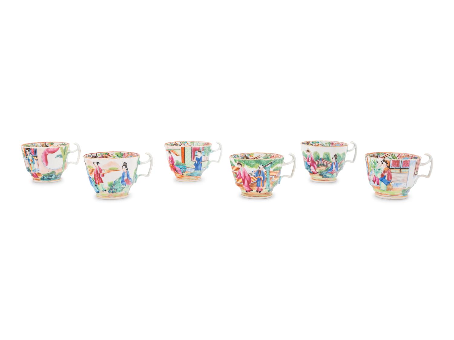 Six Chinese Export Canton Famille Rose Porcelain Cups
