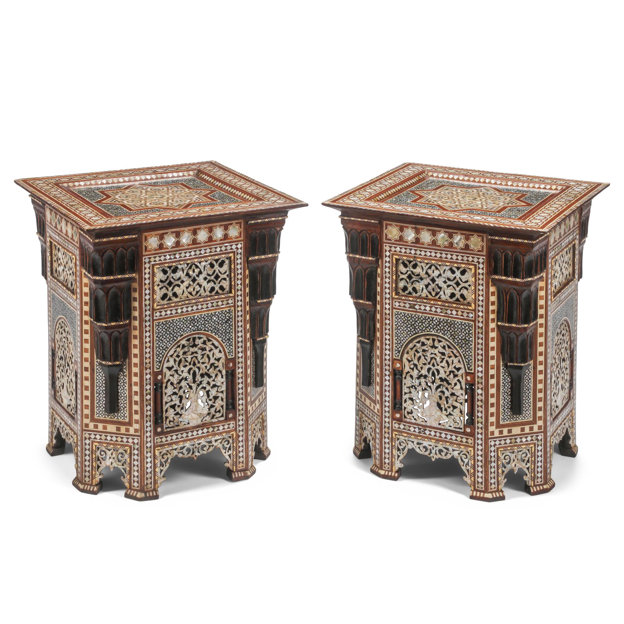 A Pair of Moorish Style Marquetry Tables
