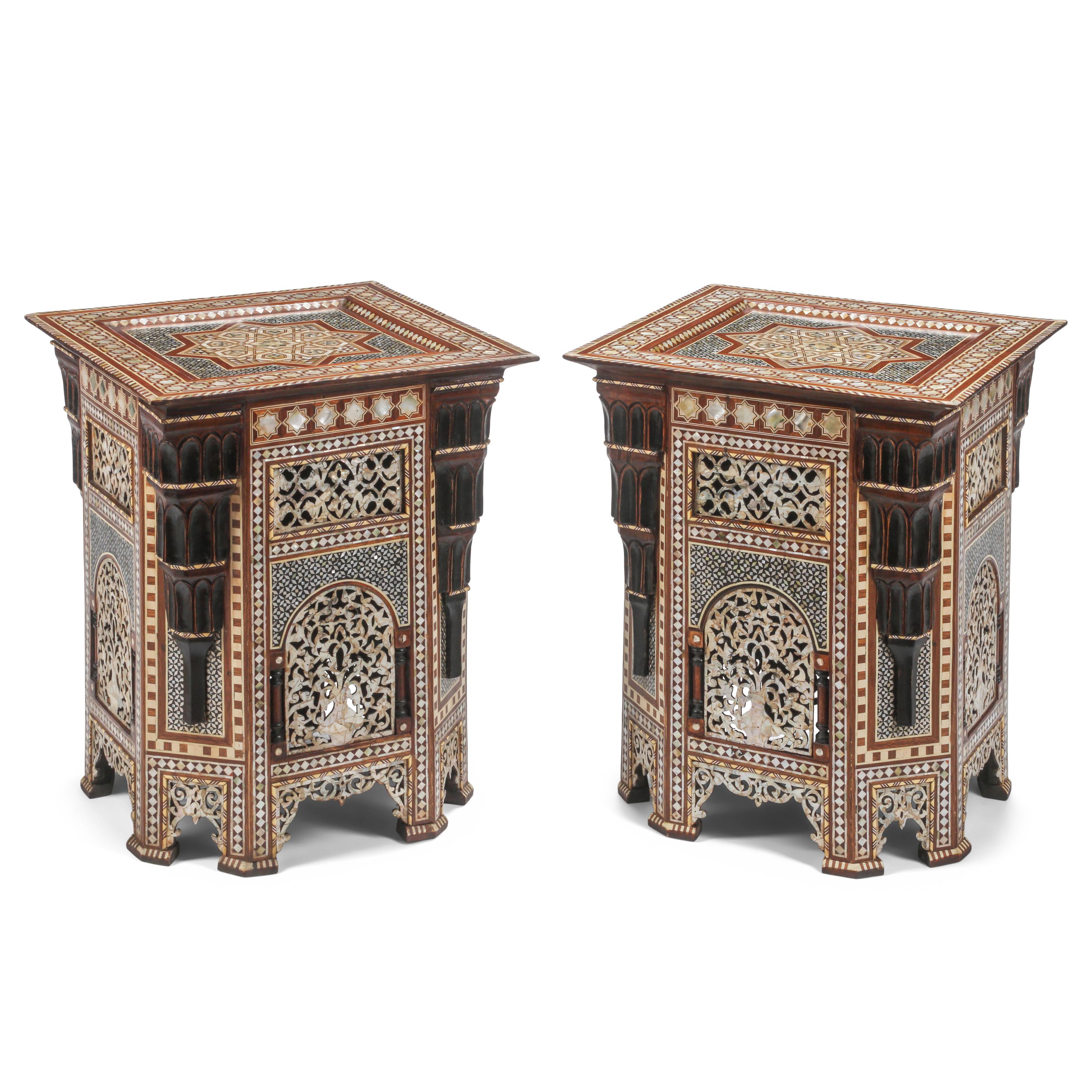 A Pair of Moorish Style Marquetry Tables