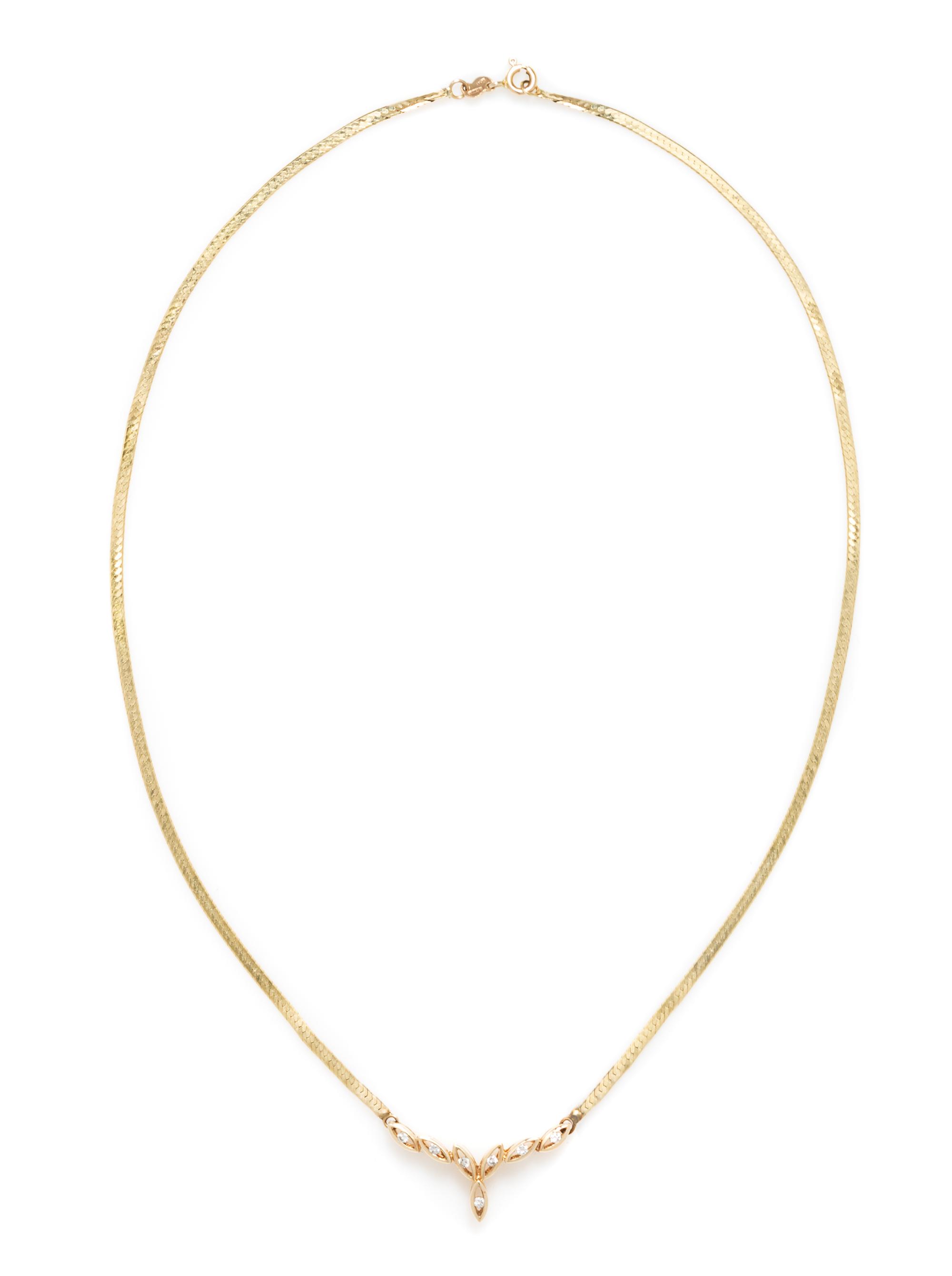 A Collection of 14 Karat Yellow Gold and Diamond Necklaces, 11.50 dwts.