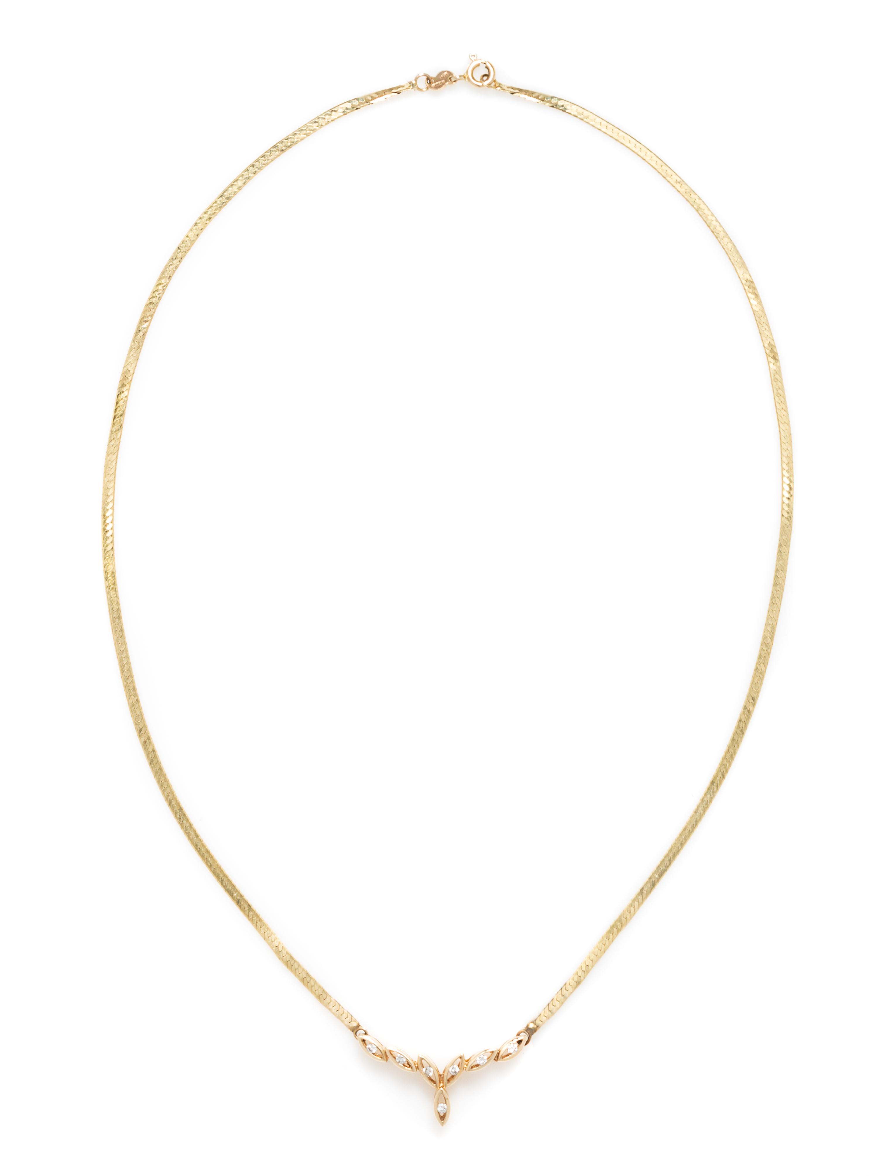 A Collection of 14 Karat Yellow Gold and Diamond Necklaces, 11.50 dwts.