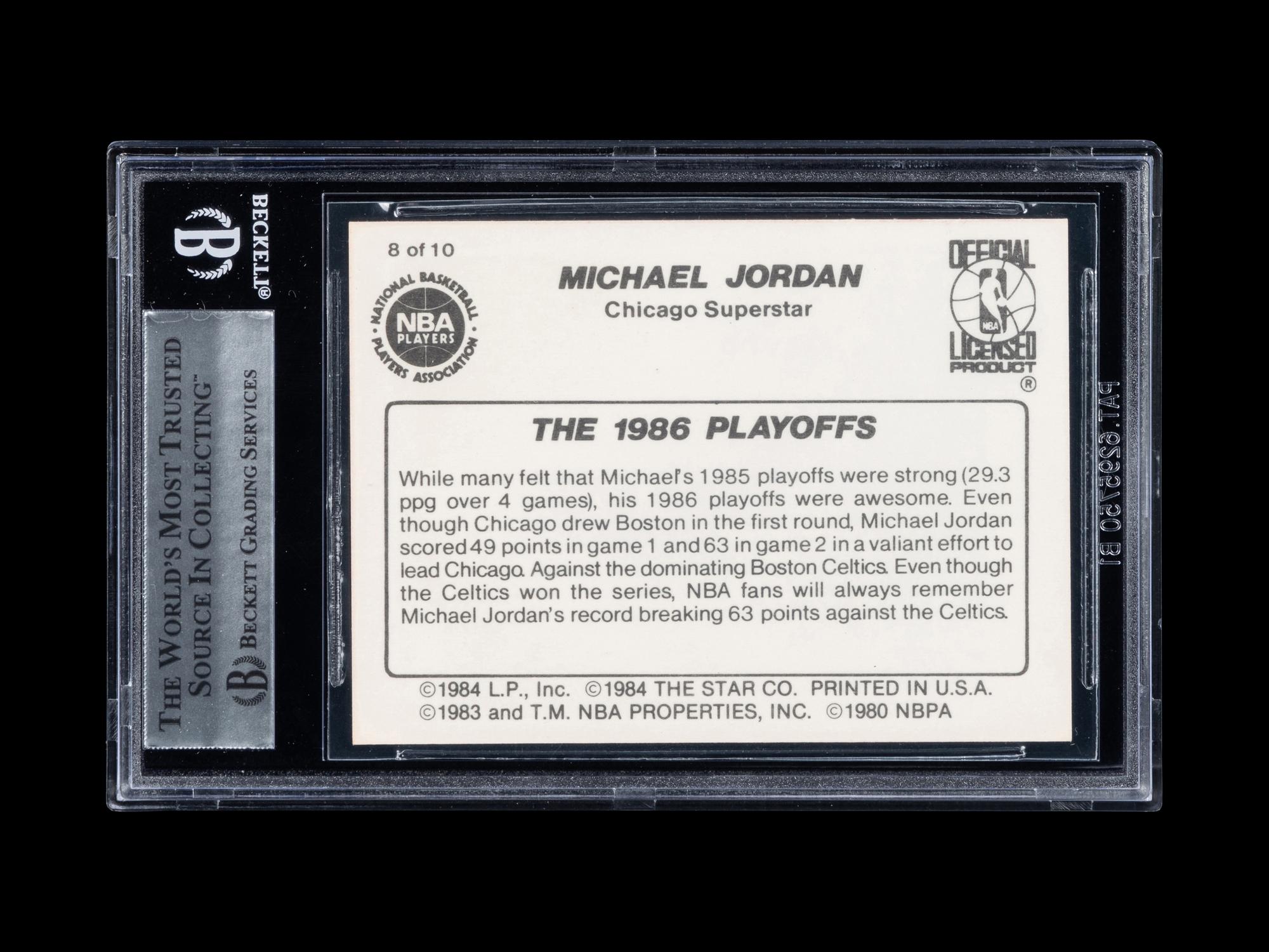 A 1986 Star Michael Jordan Set Break Basketball Card No. 8 The 1986 Playoffs (BGS 9 MINT, 9.5 Subgrade)