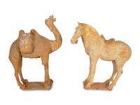 Two Chinese Tang Dynasty Style Pottery Figures