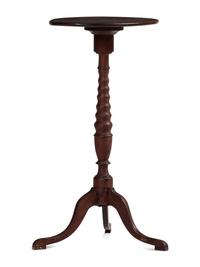 A Federal Beehive-Turned and Figured Mahogany Candlestand