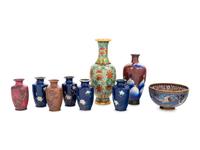 Nine Japanese Cloisonné Enamel Articles