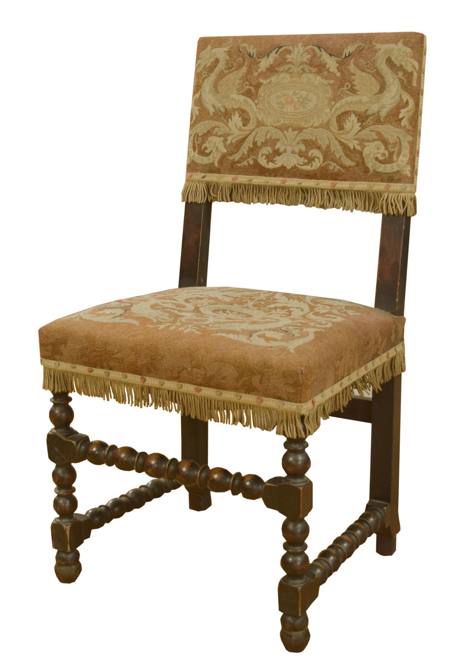 A Set of Twelve Tudor Style Dining Chairs 21" W x 18" D x 41" H — England, Circa 1920
