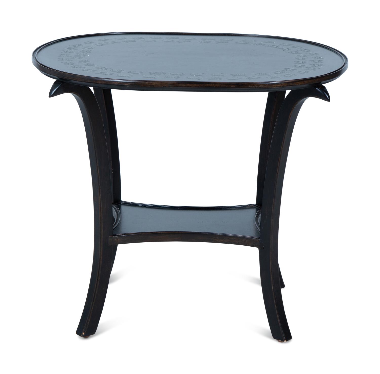 A Black-Painted Wood Side Table Decorated with Turtles — 20TH CENTURY