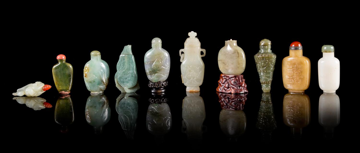 Ten Jade and Jadeite Snuff Bottles — 19TH-20TH CENTURY