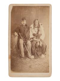 CROSS, W.R. (1839-1907), photographer. CDV of Brule Lakota Sioux Chief Hollow Horn Bear with an unidentified 5th US Cavalry second lieutenant. Niobrara, NE: [ca 1880].