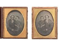[EARLY PHOTOGRAPHY]. 5 pairs of images featuring the same subjects, mostly daguerreotypes.