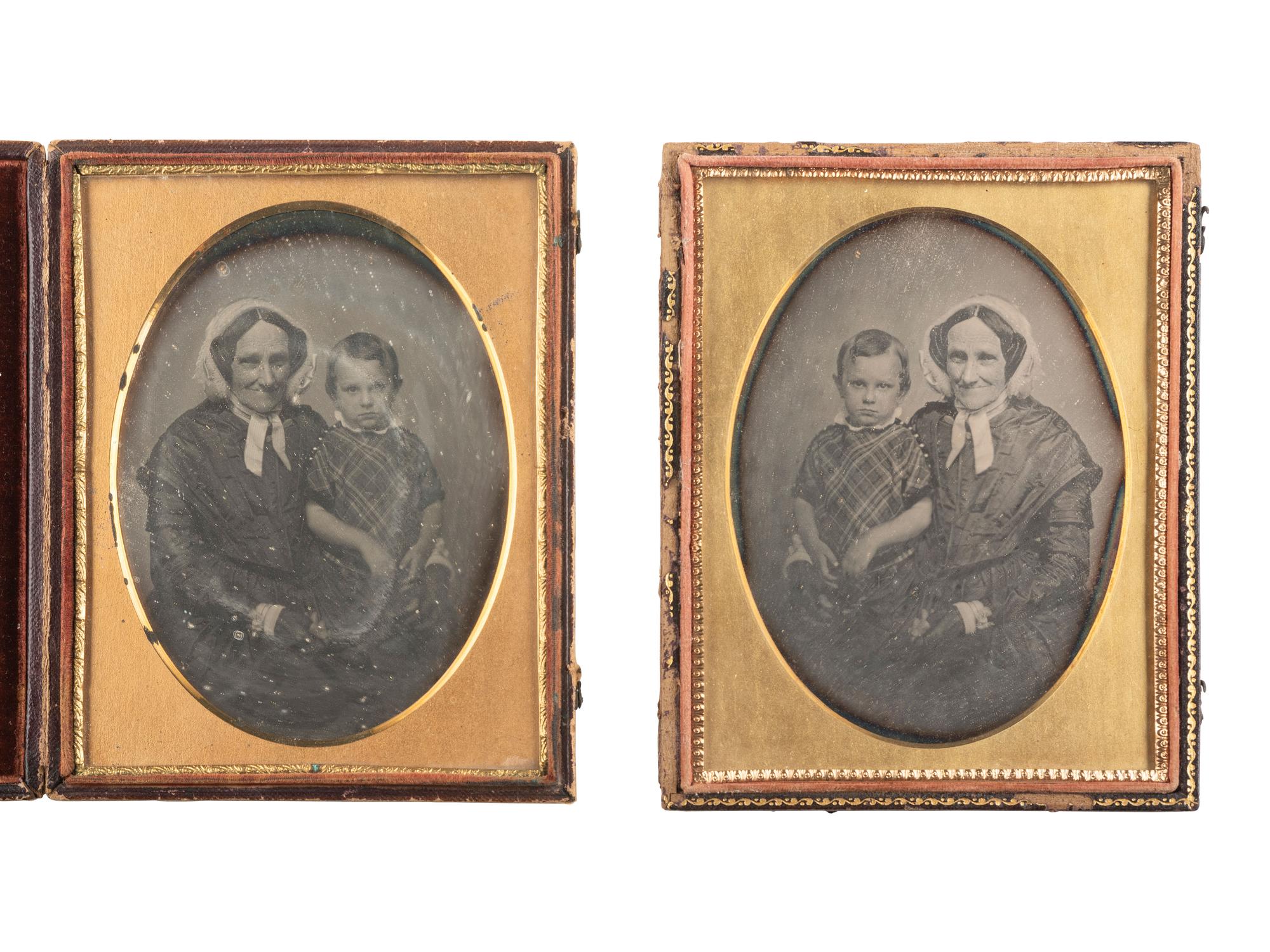 [EARLY PHOTOGRAPHY]. 5 pairs of images featuring the same subjects, mostly daguerreotypes.