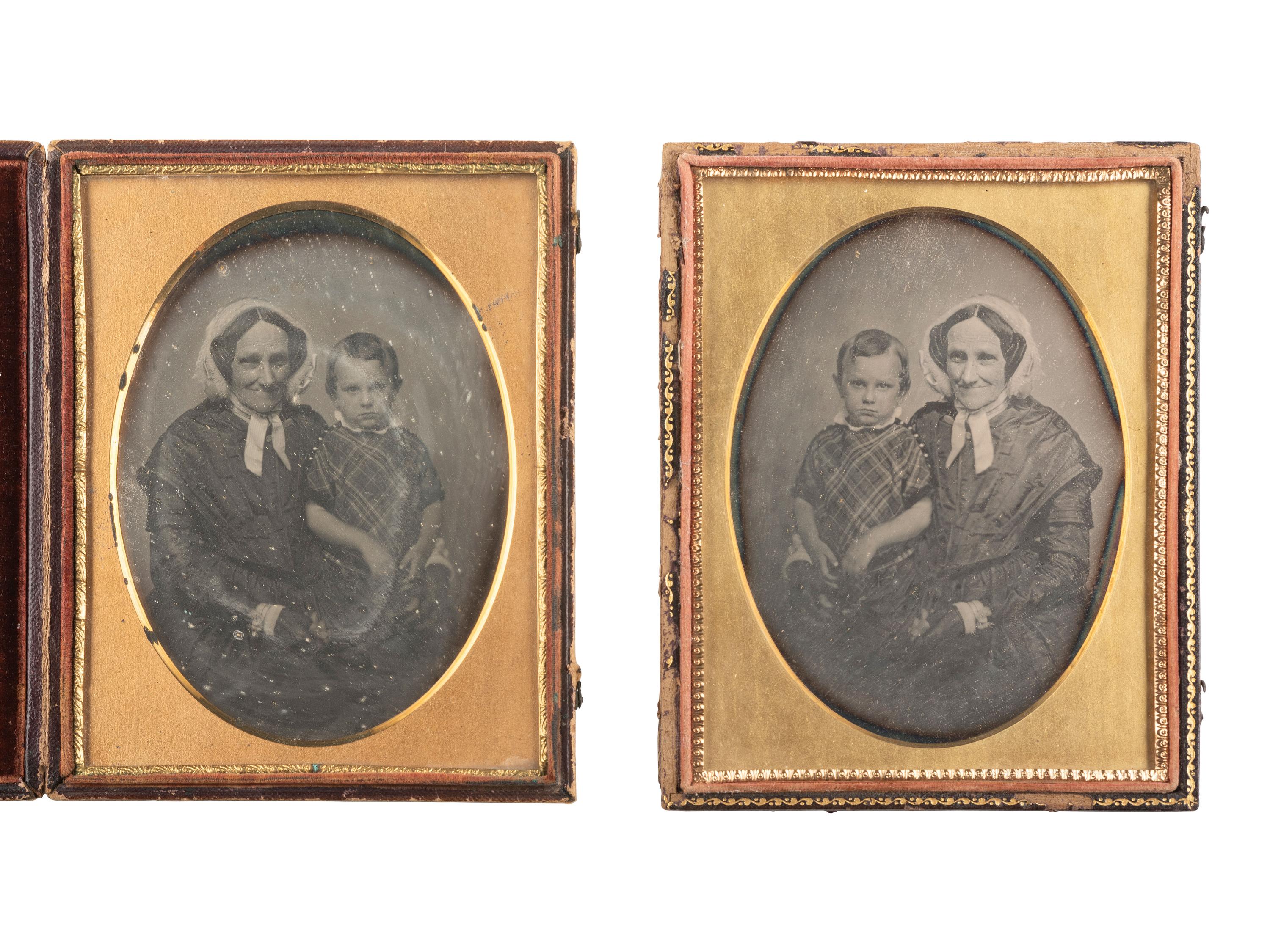 [EARLY PHOTOGRAPHY]. 5 pairs of images featuring the same subjects, mostly daguerreotypes.