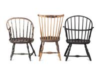 Three Paint Decorated Windsor Chairs