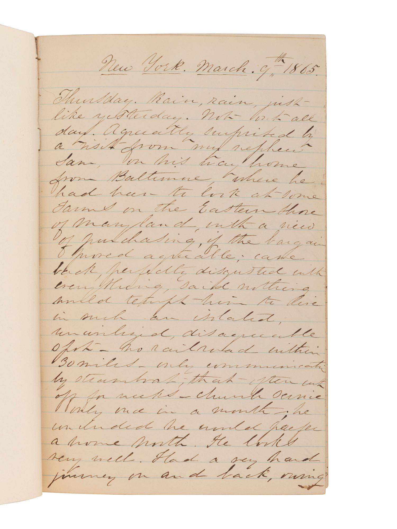 [CIVIL WAR]. BLATCHFORD, Caroline A. (1817-1901). A group of 4 Civil War-era diaries written by Caroline Appleton Blatchford, including discussion of prominent New York families, the ongoing war, and work with the Women's Central Relief Association.